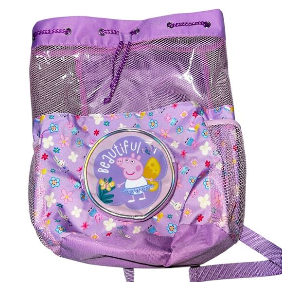Vintage Peppa Pig purple summer pool /beach  swim bag back pack pull string - Picture 1 of 6